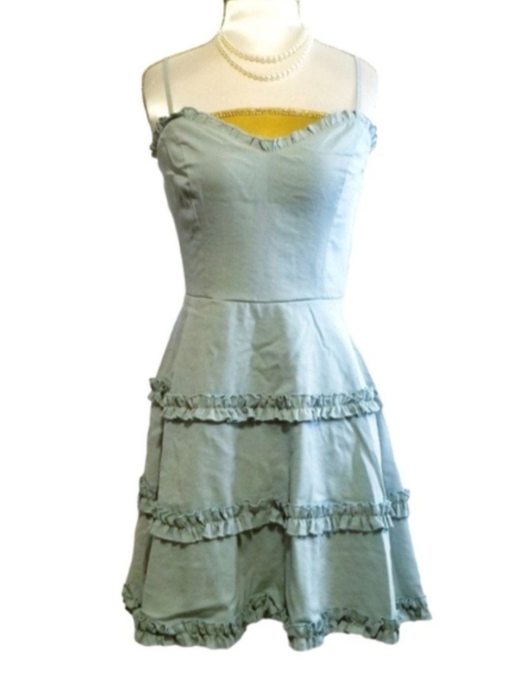 Altar'd State Mint Green Ruffle Tiered Sleeveless Spaghetti-Strap Mini Dress